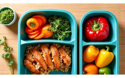 Colorful, healthy meal prep containers, symbolizing nutrition upgrades
